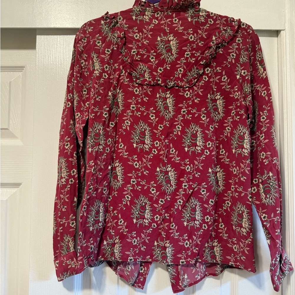 The Kooples- red snake print frilly silk blouse - Picture 2 of 4